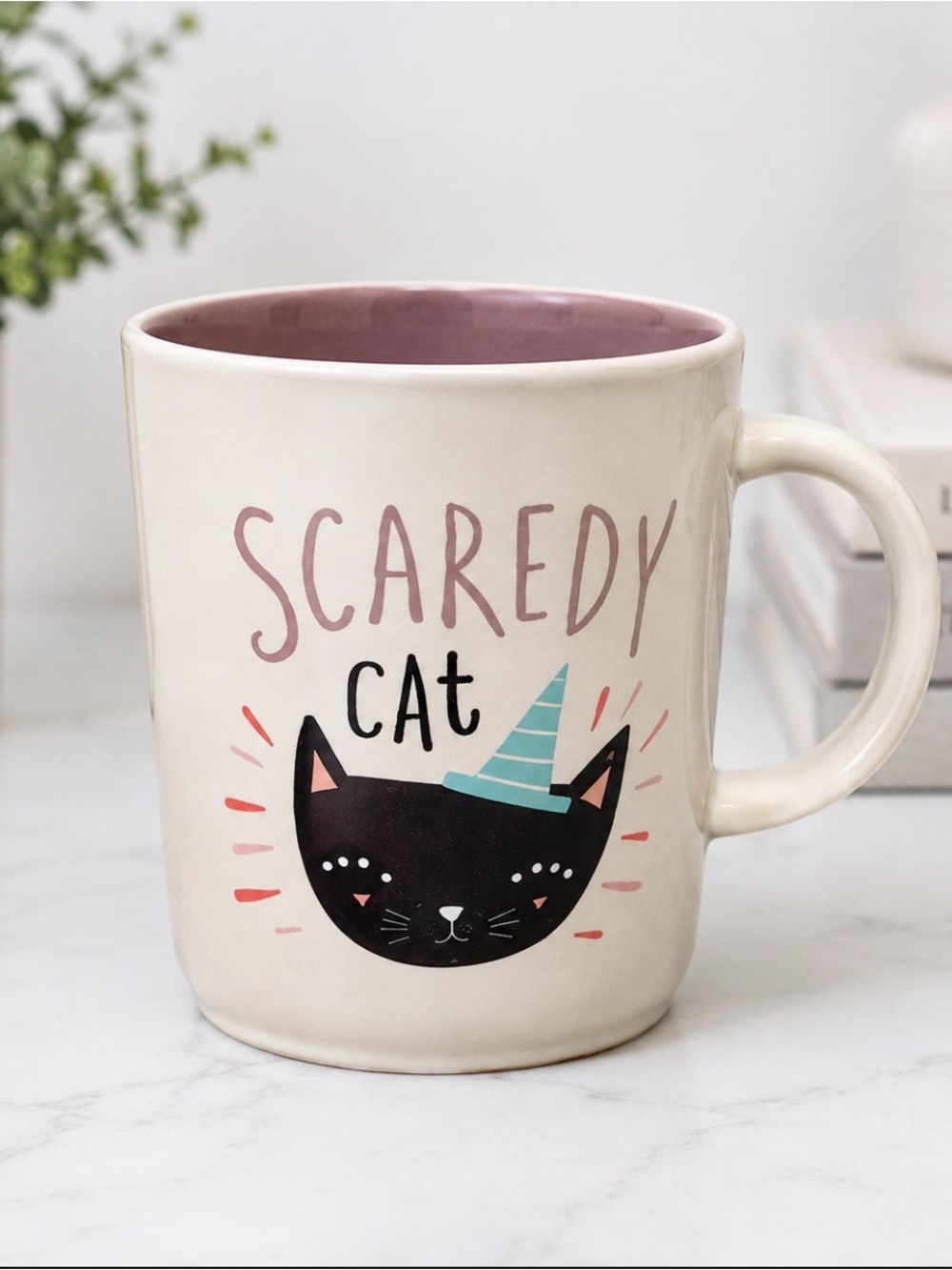 Holiday Home “Scaredy Cat” oversized ceramic mug.